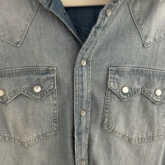 Madewell womens stretch Denim Shirt by - Classic Blue beautiful S - Picture 4 of 4